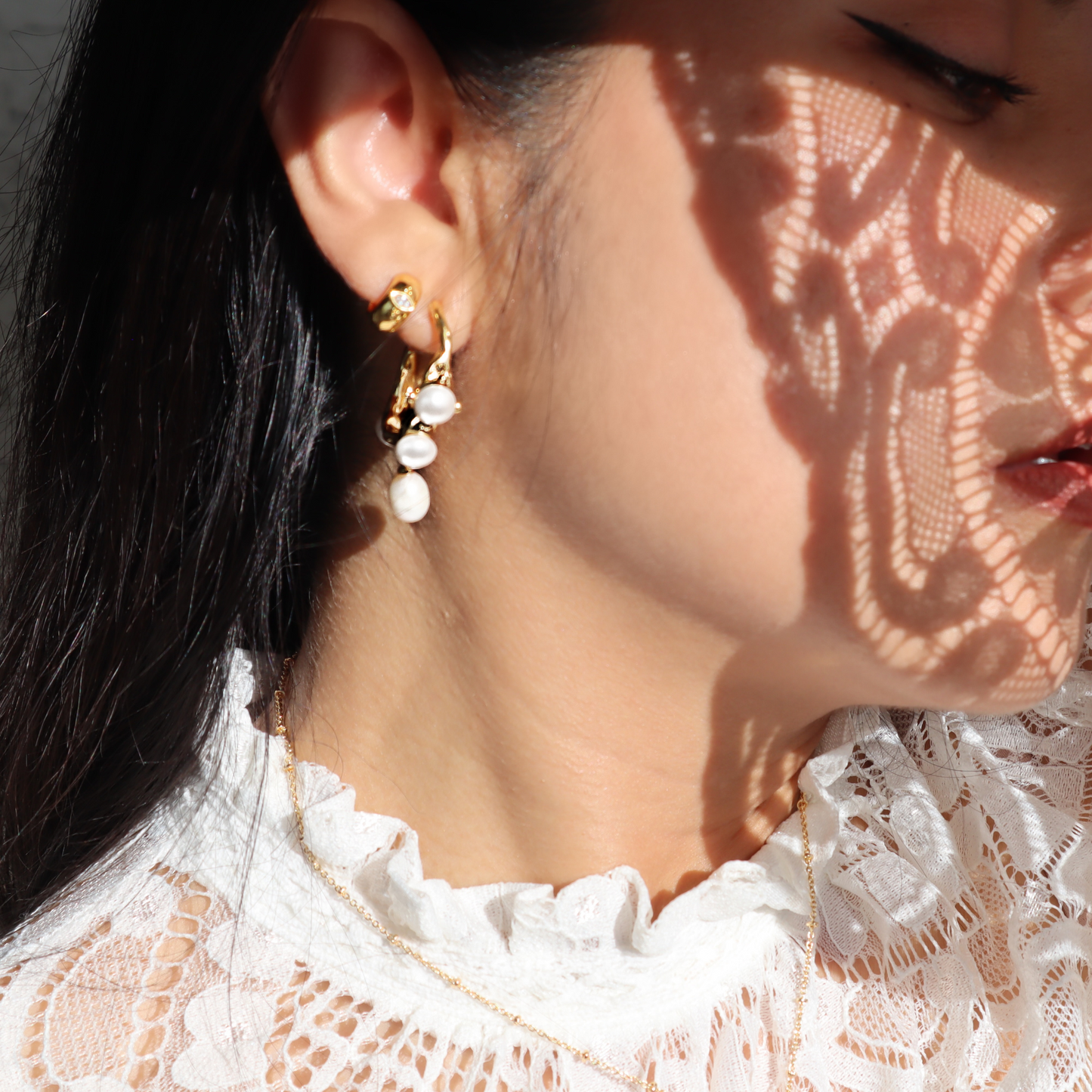 Dripping in Pearls Hoops