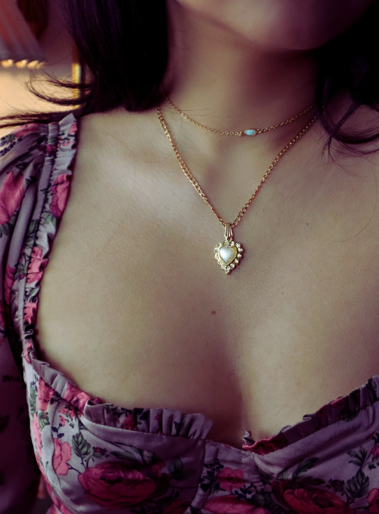 Pearlized Heart Chain Necklace