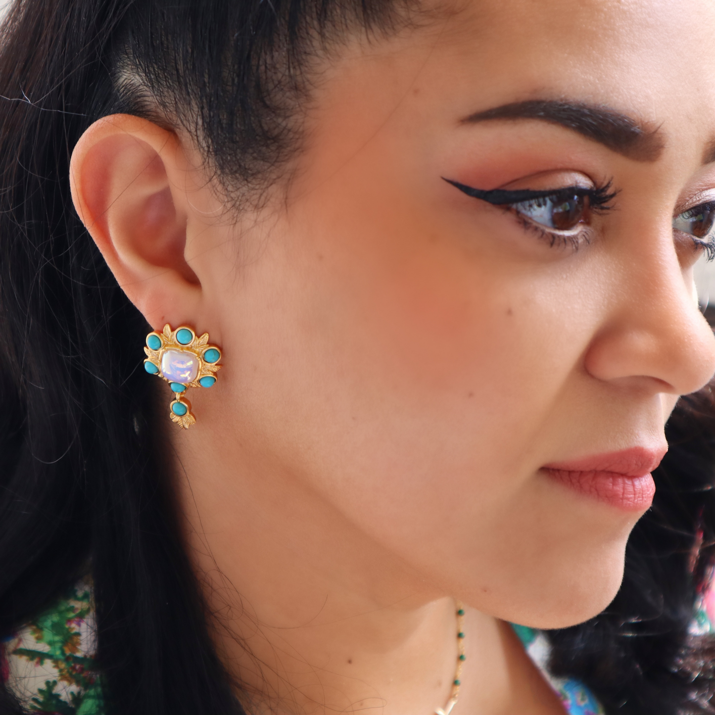 Marcella Turquoise Leaf Earrings