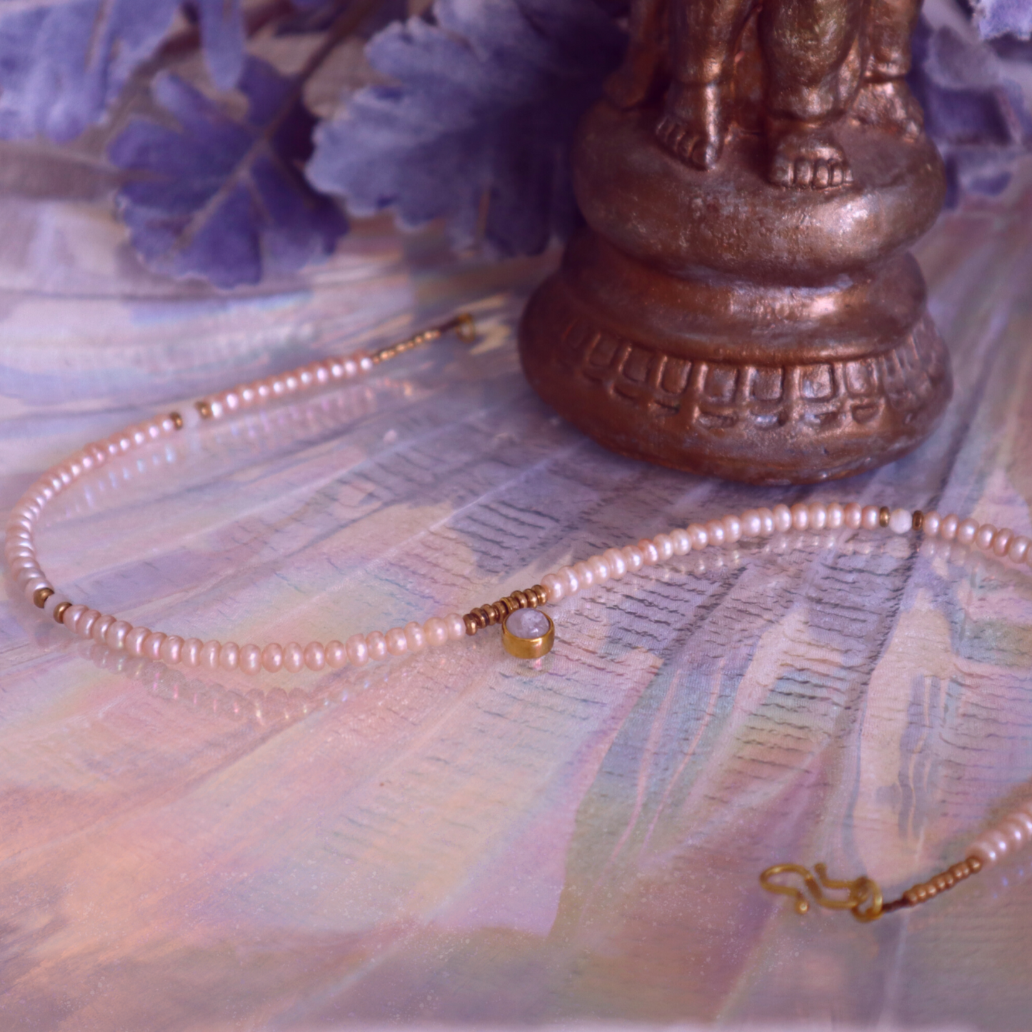 Pearl Choker With A Tiny Moonstone