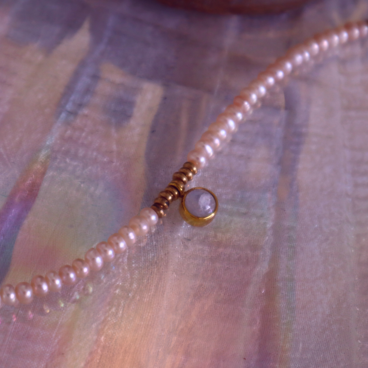 Pearl Choker With A Tiny Moonstone