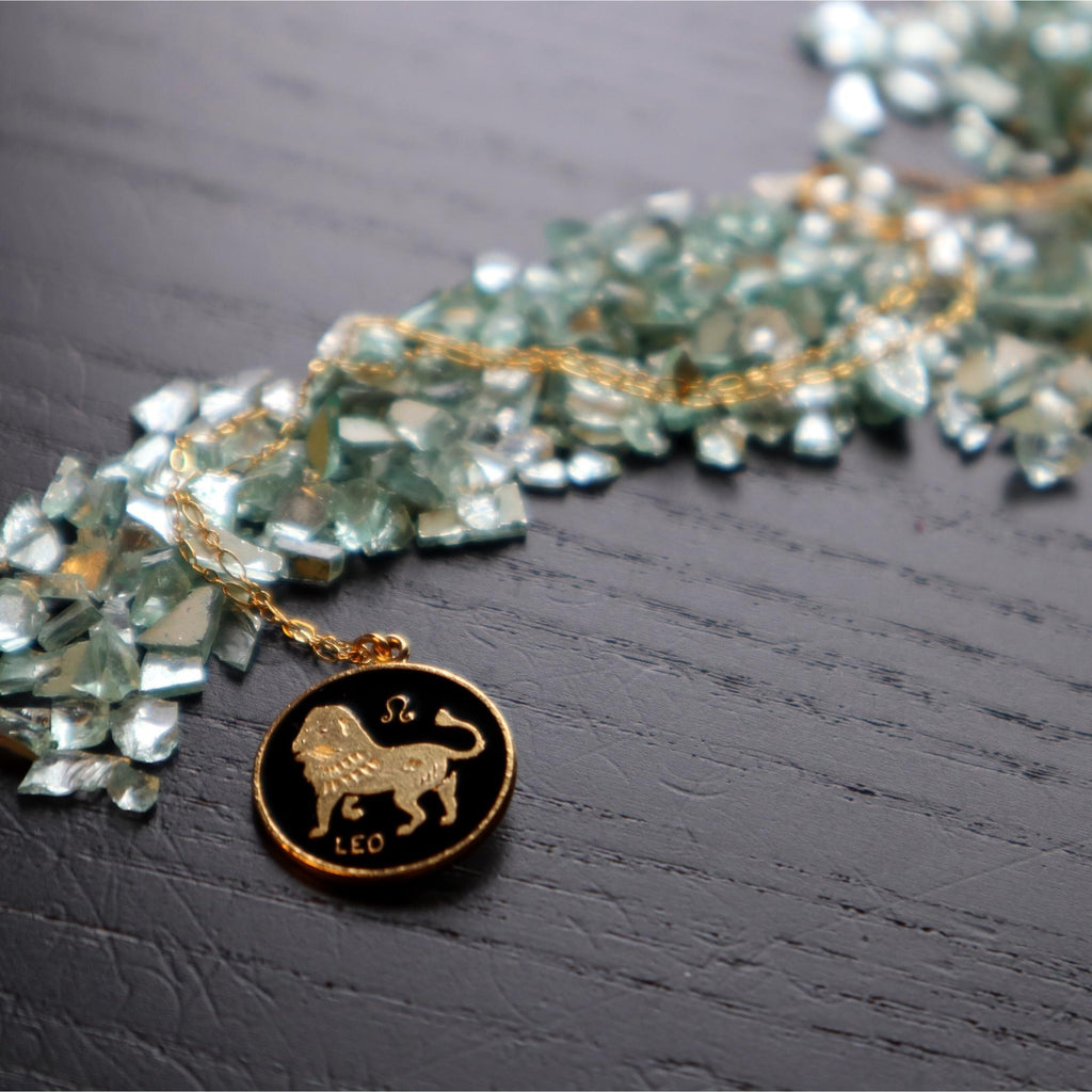 Leo Black Coin Enamel Zodiac Necklace