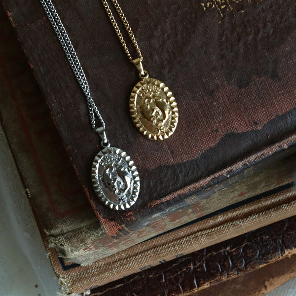 Pisces Vintage Zodiac Necklace Gold Silver