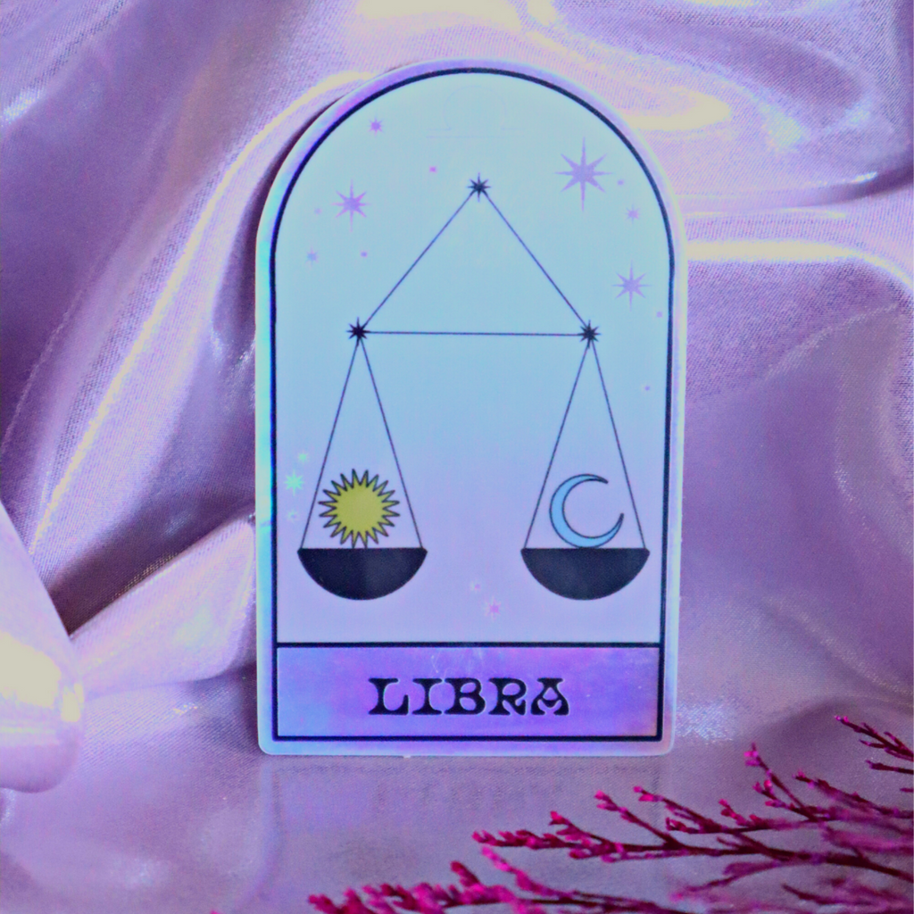 Libra Zodiac Halographic Vintage Sticker